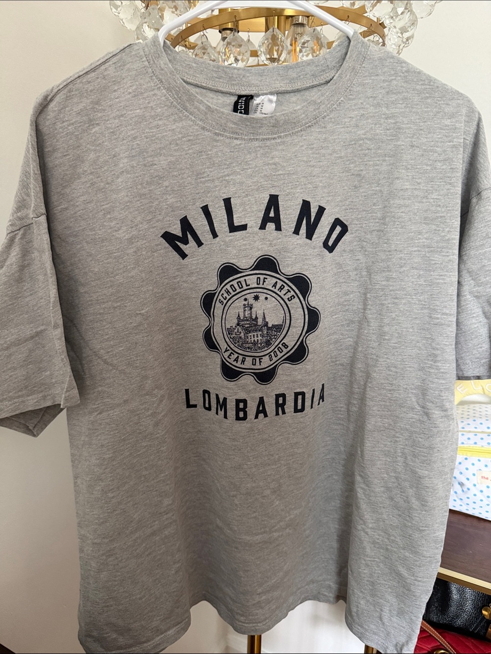 H&M Grey T-Shirt with Navy Milano Lombardia Graphic